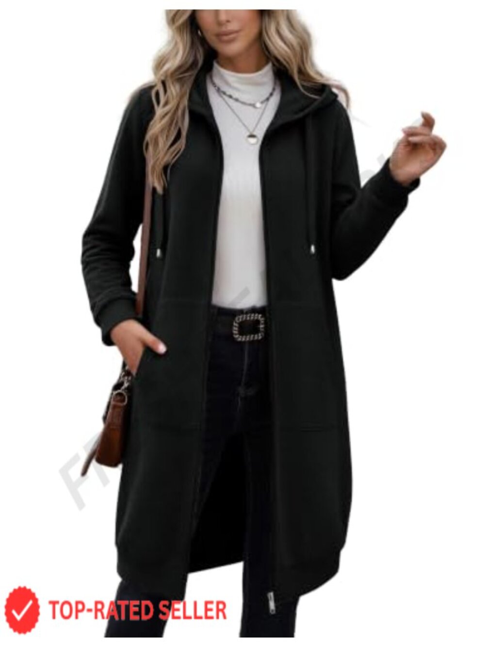 Women's Oversized Long Fleece Zip Up Hoodie Hooded Sweatshirt